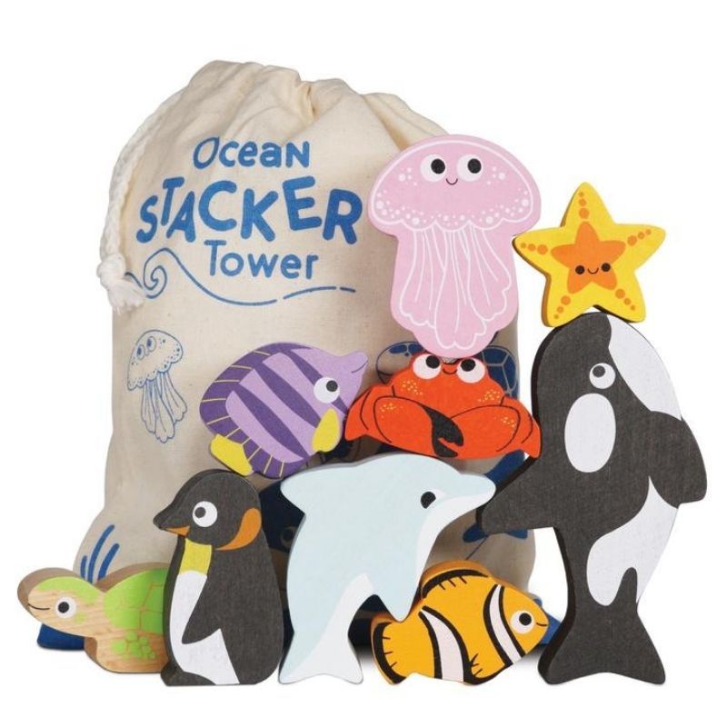 Le Toy Van Ocean Stacking Animals & Bag